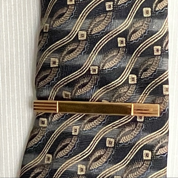 Tie Bar and Cuff Links Set Vintage Goldtone Engravable - Picture 3 of 10